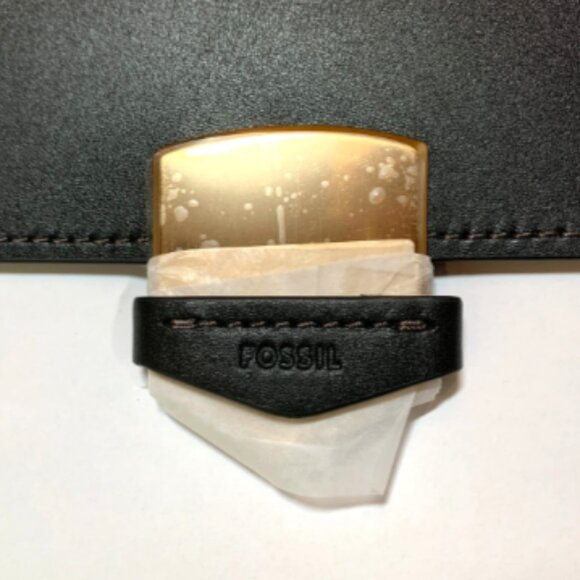 NWT FOSSIL Lennox Flap Leather Crossbody Bag Black MSRP $280 - Picture 10 of 15